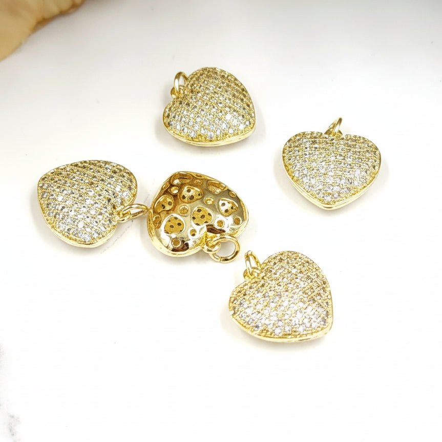Z) Hollow Pave Heart Charm