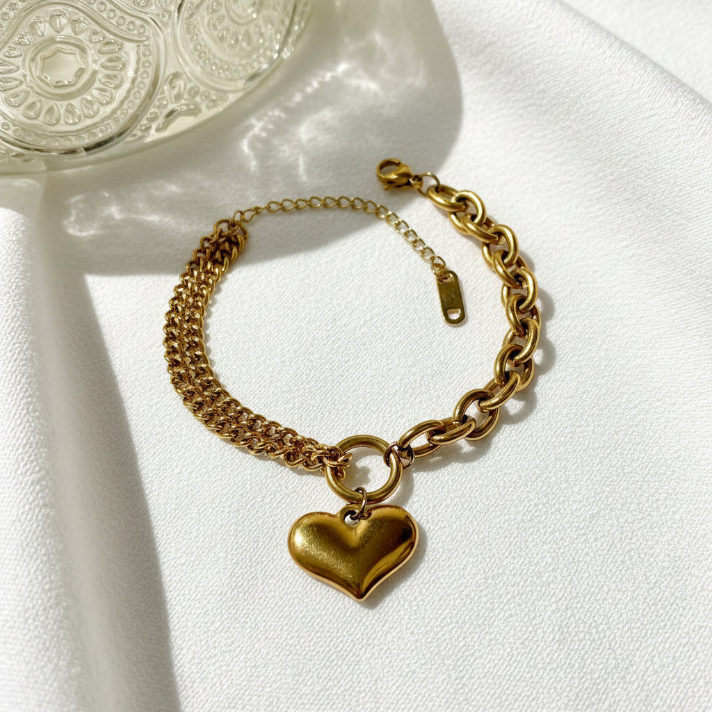 MT) Heart & Chain Bracelet