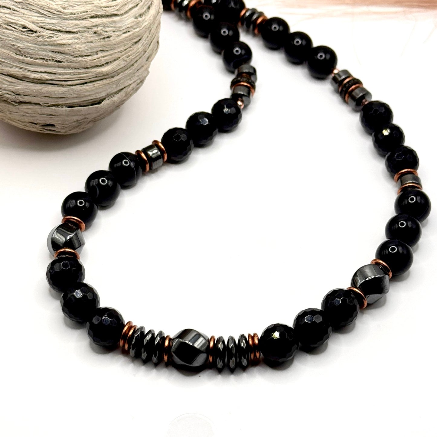 MN) Hematite & Copper Necklace Set