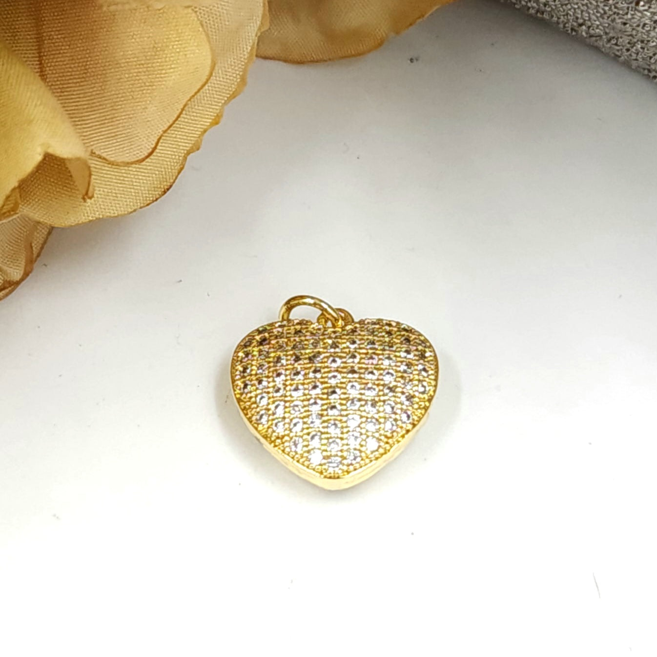 Z) Hollow Pave Heart Charm