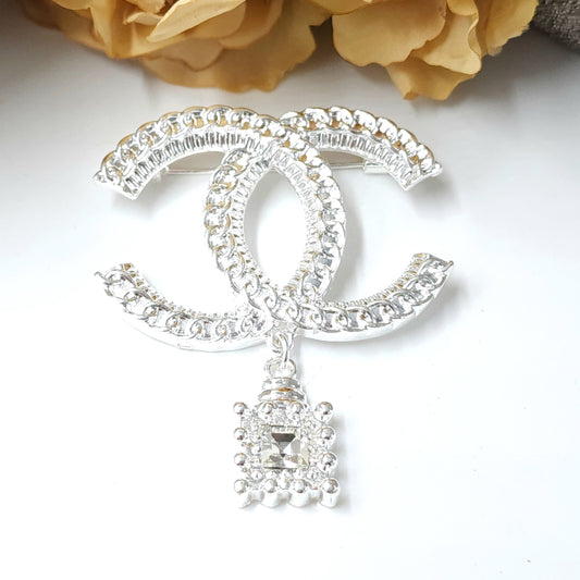 Z) CC Silver Diamond Brooch