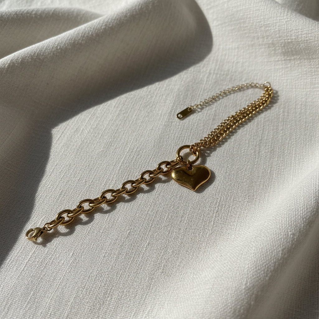 MT) Heart & Chain Bracelet