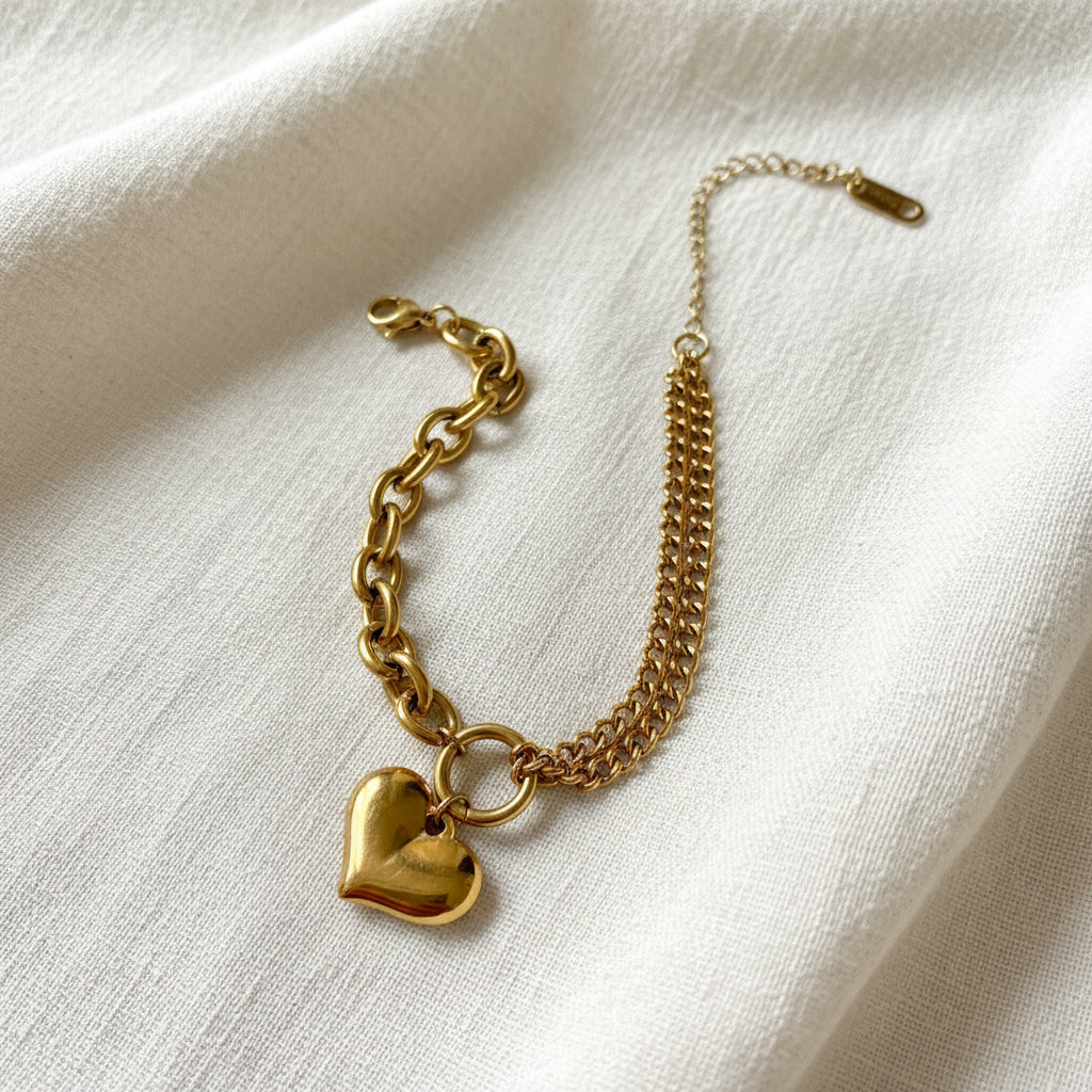 MT) Heart & Chain Bracelet