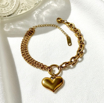 MT) Heart & Chain Bracelet