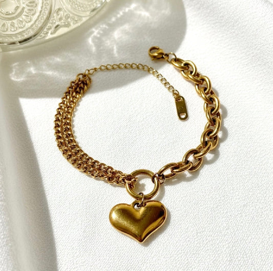 MT) Heart & Chain Bracelet