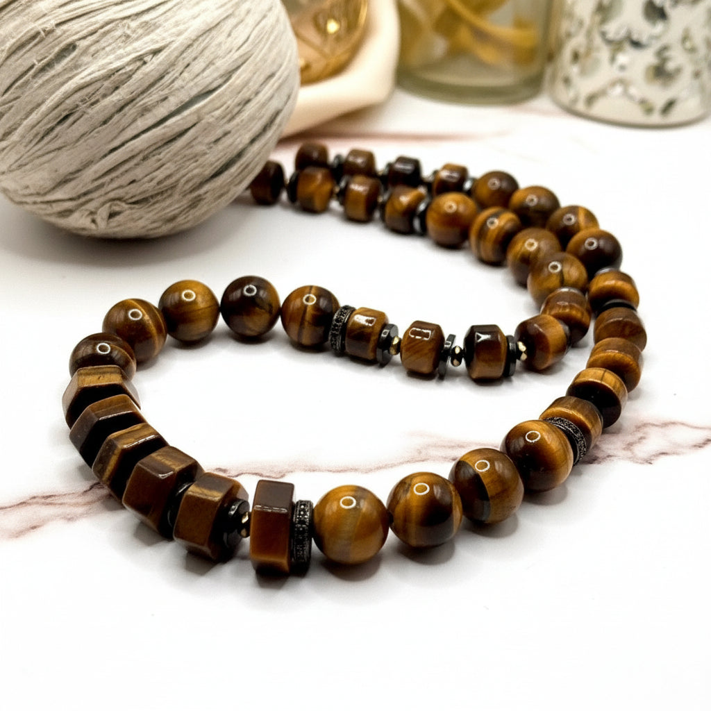 MM) Tiger Eye Necklace Set