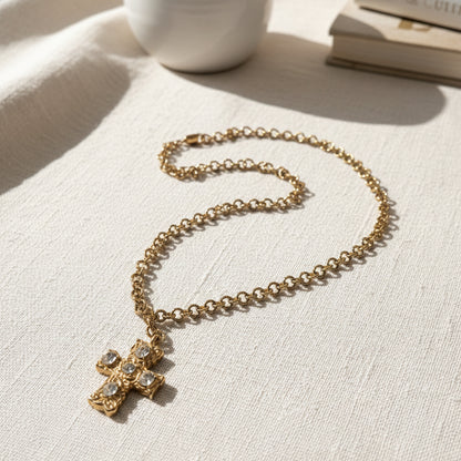 NK) Rhinestone Cross Necklace