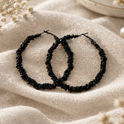 ER) Textured Black Hoops