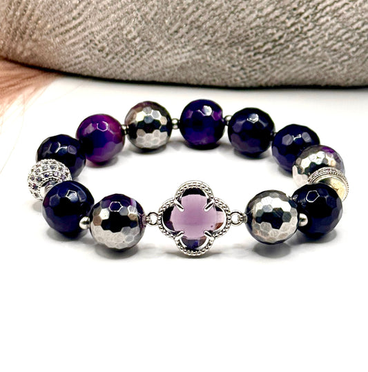 APr) Purple Clover Bracelet